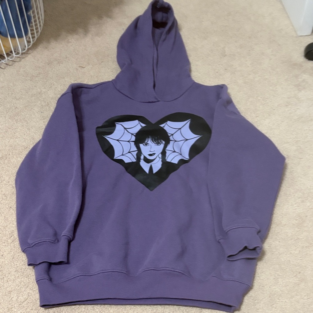 Girls size 10/12 Purple Kids Hoodie with Graphic Wednesday Design